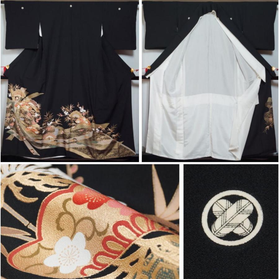 着物セット 黒留袖・袋帯・長襦袢 3点 セット 束ね熨斗に松竹梅模様 丸