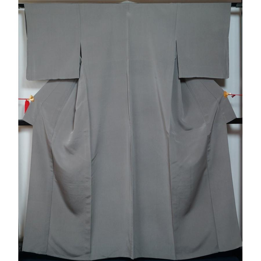 単衣 着物 色無地 未使用品 雪輪に剣片喰紋 一つ紋 縫い紋 広幅サイズ