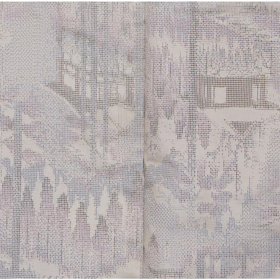 送料無料 着物セット 紬 名古屋帯 ２点 セット 森林に寺院模様 乳白色 白紬 名古屋帯 帯 紬 平織 紬 紬の着物 リサイクル着物 リサイクル紬 正絹 格安即決 Neocead Com