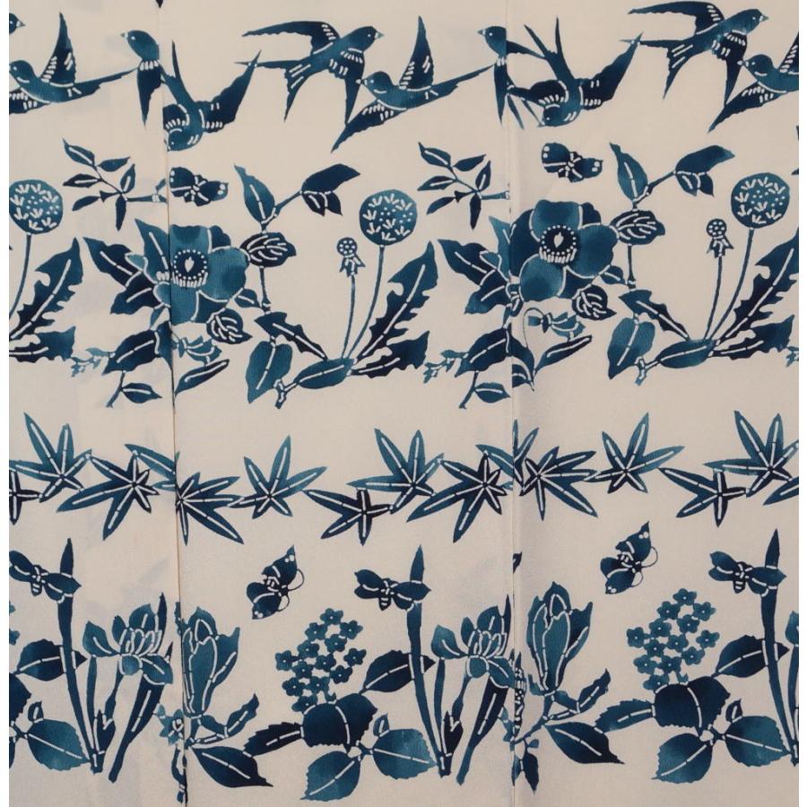 着物セット 藍型 紅型 小紋・名古屋帯 2点 セット ツバメに椿