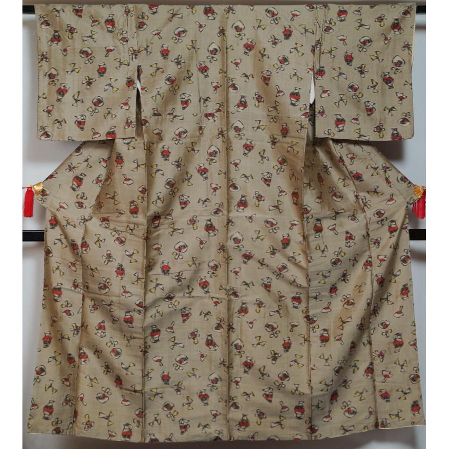 銘仙 アンティーク 玩具模様 グレー色 着物リメイク リフォーム めいせん 素材用 正絹 着物 紬 中古 紬 紬の着物 リサイクル着物 リサイクル紬 正絹 I 京都きもの天陽yahoo 店 通販 Yahoo ショッピング