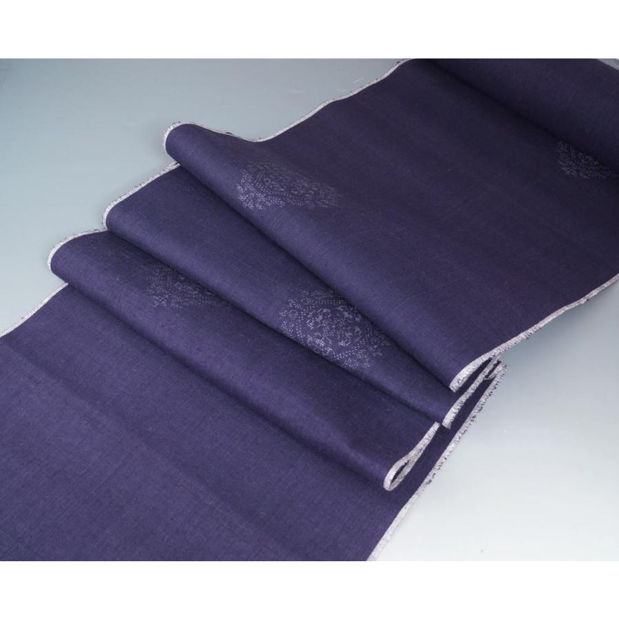 反物 本場結城紬 重要無形文化財 深紫色 華文模様 証紙付き 真綿