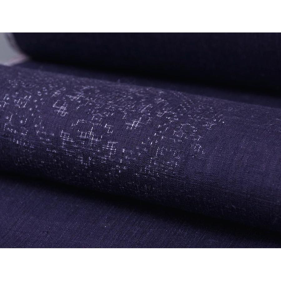 反物 本場結城紬 重要無形文化財 深紫色 華文模様 証紙付き 真綿