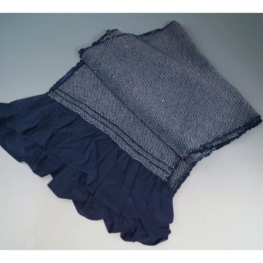 兵児帯 総絞り 濃紺色 正絹 メンズ 帯 男帯 絞り へこ帯 三尺 男 中古