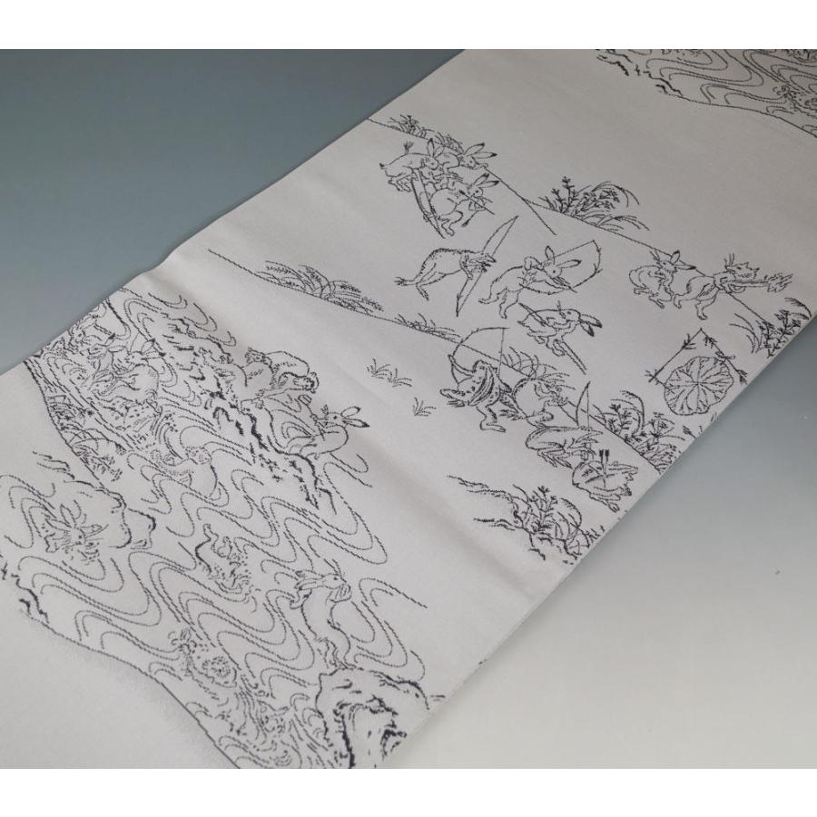袋帯　正絹　鳥獣戯画　リバーシブル 袋帯 未使用品 鳥獣戯画 全通 リバーシブル フォーマル 帯 送料無料