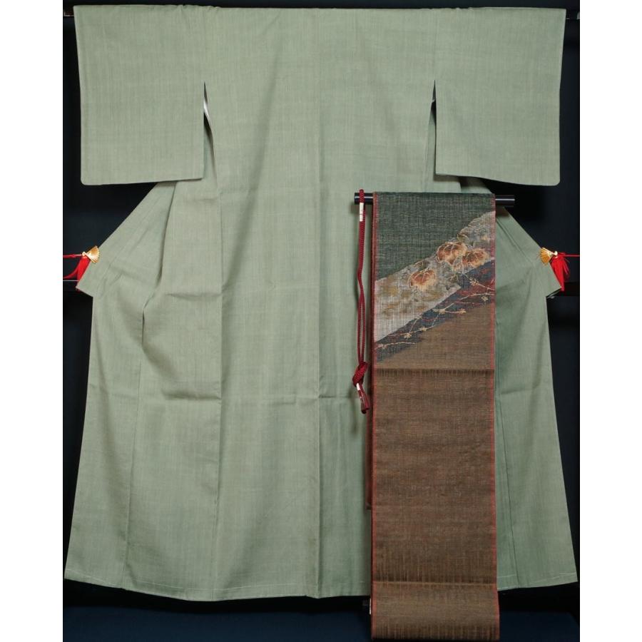 3点セット 本場結城紬+刺繍シャレ帯+帯揚げ