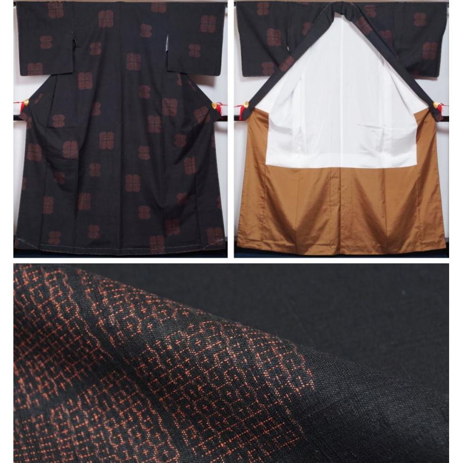 着物セット 新古品 結城紬・洒落袋帯・帯締め 3点 セット 裄長 サイズ 