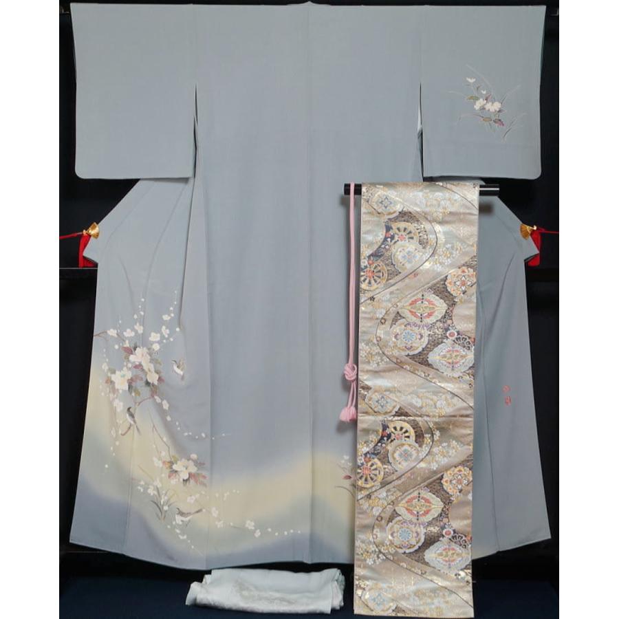 本加賀友禅 百貫達雄 着物セット 付下げ訪問着・袋帯・長襦袢・帯締め  