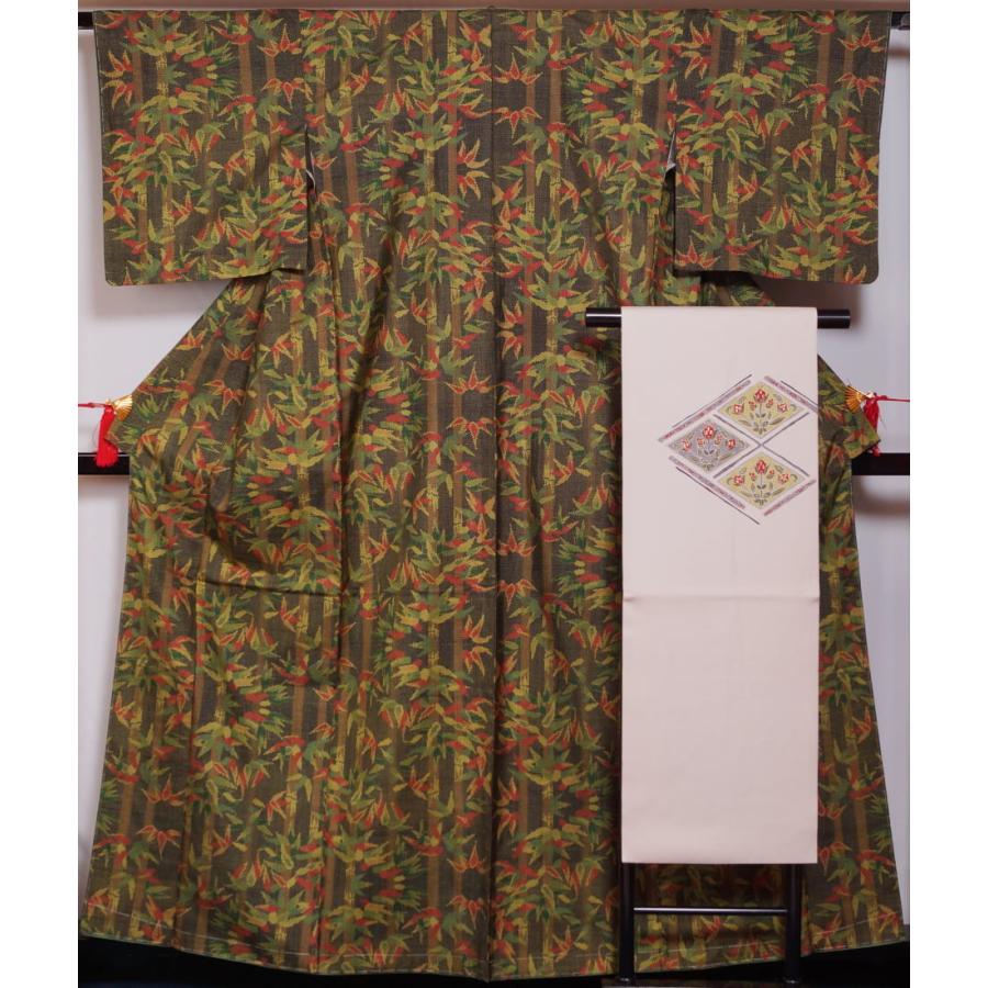 着物セット 大島紬・名古屋帯 2点 セット 笹竹模様 5マルキ 小田急  