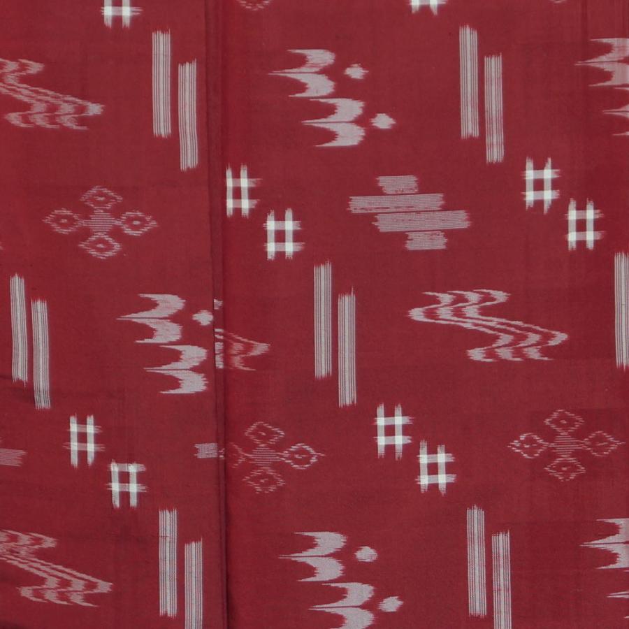 本場琉球かすり 琉球絣模様 手織り 証紙付き 赤紅色系 紬 琉球絣 送料 