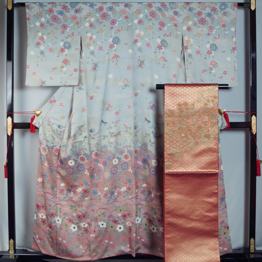 着物セット 付下げ訪問着・袋帯 2点 セット スワトウ刺繍 蘇州刺繍 