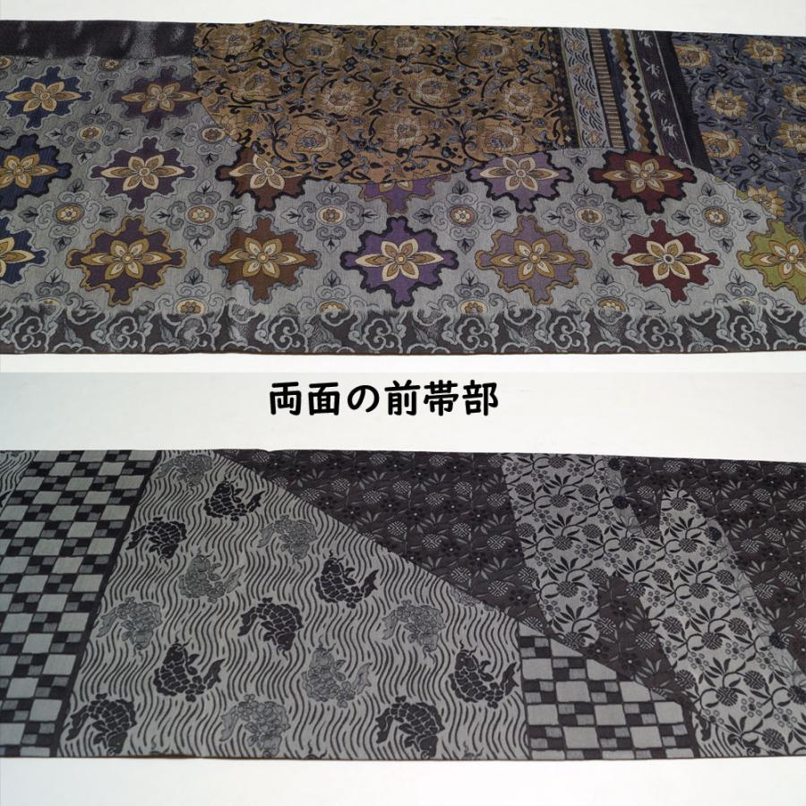 洒落袋帯 未使用品 全通四面帯 華文×唐花×荒磯×エ霞模様 両面四 洒落袋帯 未使用品 全通四面帯 華文×唐花×荒磯×エ霞模様 両面四