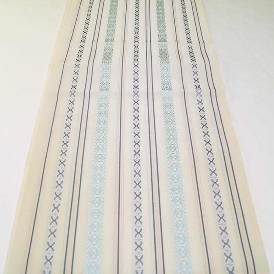 夏物 未使用品 本場筑前博多織 八寸名古屋帯 紗 献上縞模様 正絹 夏物 未使用品 本場筑前博多織 八寸名古屋帯 紗 献上縞模様 正絹