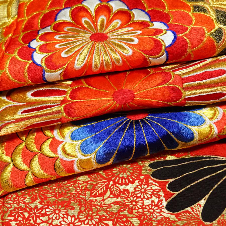色打掛 踊り着物 刺繍 金箔 正絹 引き振袖 送料無料 中古 裾引き 色打掛 踊り着物 刺繍 金箔 正絹 引き振袖 送料無料 中古 裾引き