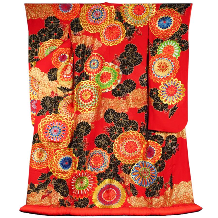 色打掛 踊り着物 刺繍 金箔 正絹 引き振袖 送料無料 中古 裾引き 色打掛 踊り着物 刺繍 金箔 正絹 引き振袖 送料無料 中古 裾引き