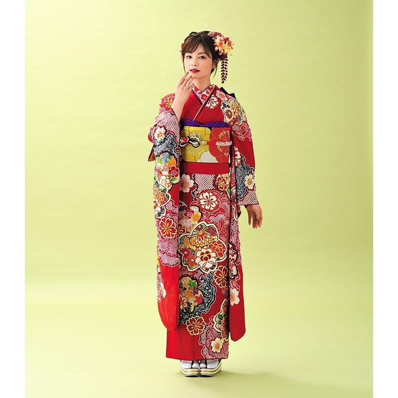 振袖 フルセット ブランド 舞ひめ 正絹 赤 古典柄 桜 購入 成人式 Mb185 Mb185 京染呉服卸 和商 通販 Yahoo ショッピング