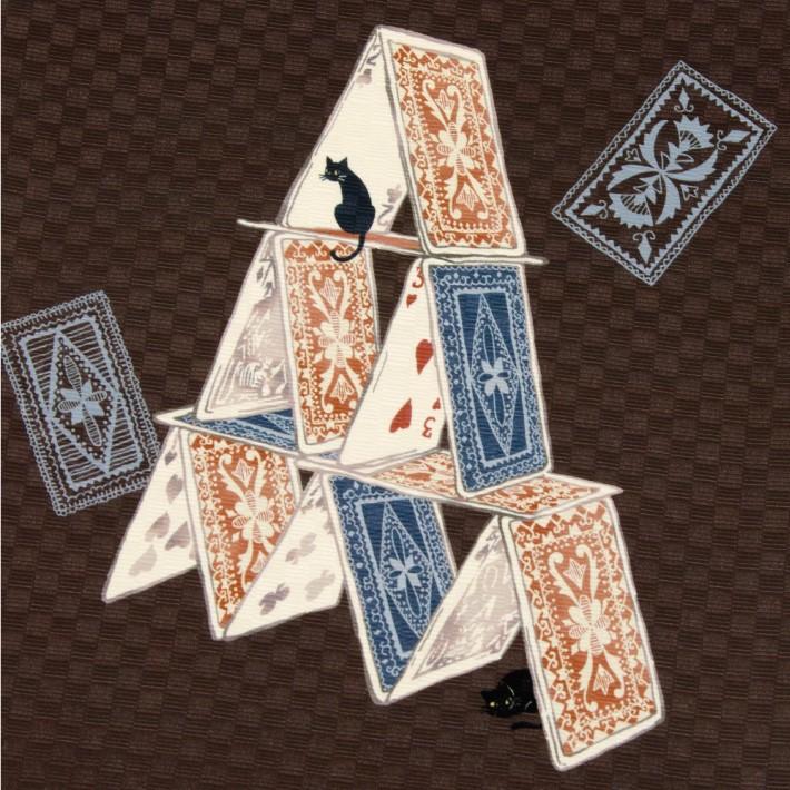 着物 帯 召しませ花 京袋帯 正絹 トランプタワー 猫 黒猫 ブラウン 茶色 トランプ カード 浴衣 和服 送料無料 即日発送 30 着物タウン 通販 Yahoo ショッピング