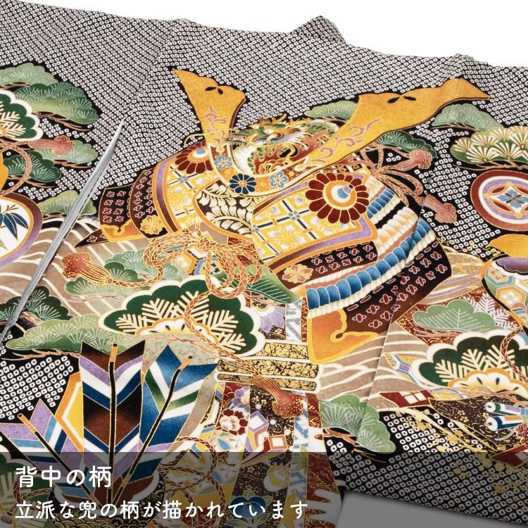 お宮参り 男の子 着物 初着 産着 正絹 兜 絞り柄 黒 松 男児 祝着 掛け
