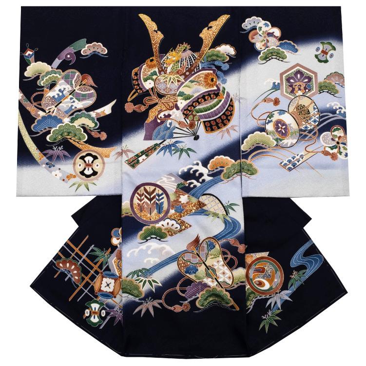 お宮参り 着物 男の子 初着 産着 正絹 兜 紺 男児 刺繍 祝着