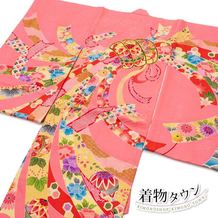 お宮参り 着物 女の子 初着 産着 正絹 束ね熨斗 ピンク 赤 女児 祝着