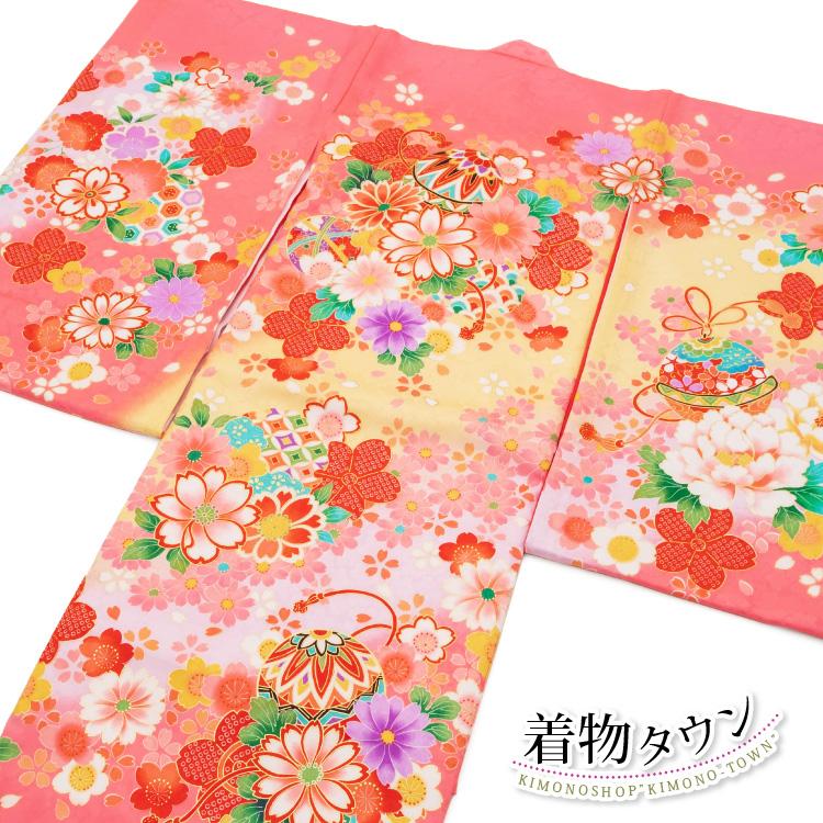 お宮参り 着物 女の子 初着 産着 正絹 花車 桜 水色 女児 祝着 掛け着 一つ身 のしめ 販売 購入 3370 着物タウン 通販 Yahoo ショッピング