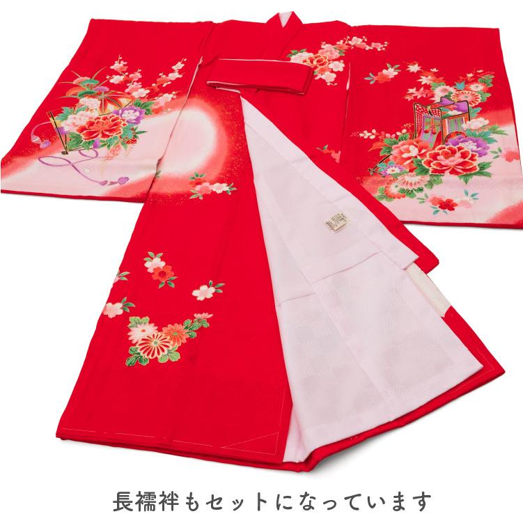 お宮参り 着物 女の子 初着 産着 正絹 鼓 毬 花柄 赤 女児 祝着 掛け着 一つ身 販売 購入_10