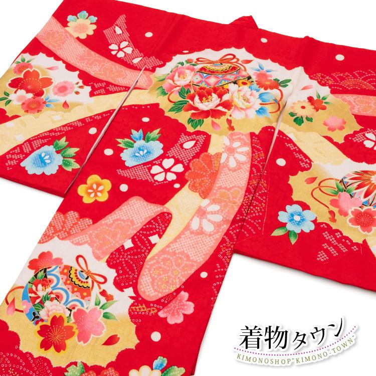 お宮参り 着物 女の子 初着 産着 正絹 鈴 毬 束ね熨斗 赤 女児 祝着 掛け着 一つ身 販売 購入