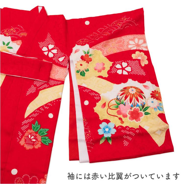 お宮参り 着物 女の子 初着 産着 正絹 鈴 毬 束ね熨斗 赤 女児 祝着 掛け着 一つ身 販売 購入_11
