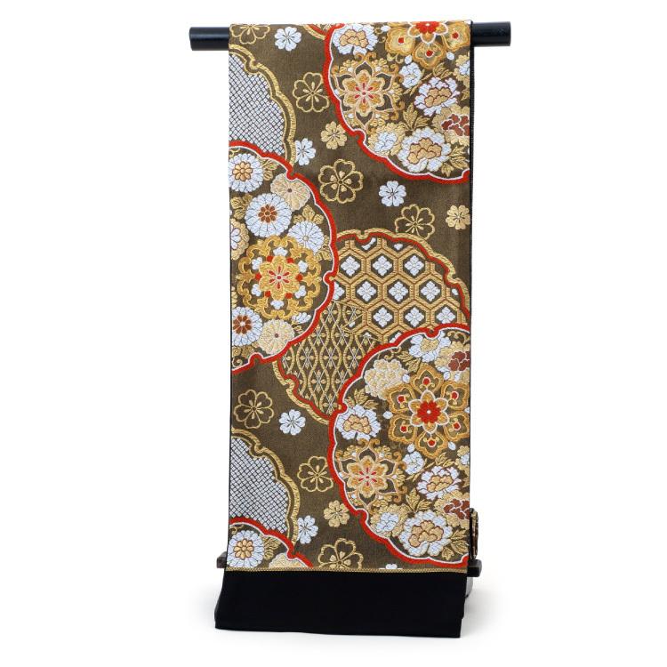 色移り有り 新品 未使用 着物 帯 袋帯 六通 西陣織 ゴールド 成人式 西陣 袋帯 六通 ホワイト×ゴールド 新品お仕立て上がり品