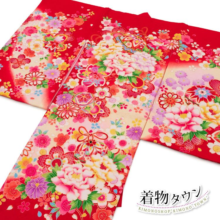 お宮参り 着物 女の子 初着 産着 正絹 毬 桜 赤 女児 祝着 一つ身 のしめ 掛け着 販売 購入 :hitotsumi-00001:着物