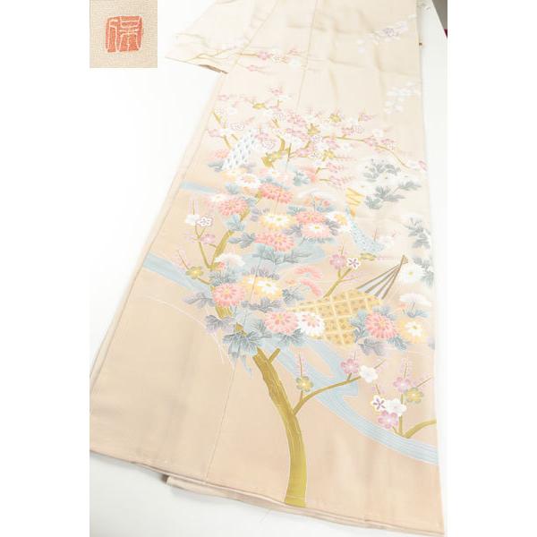 和遊館】即決eha1707 お仕立て付き！本加賀友禅「鶴見保次」大塚生地浜 