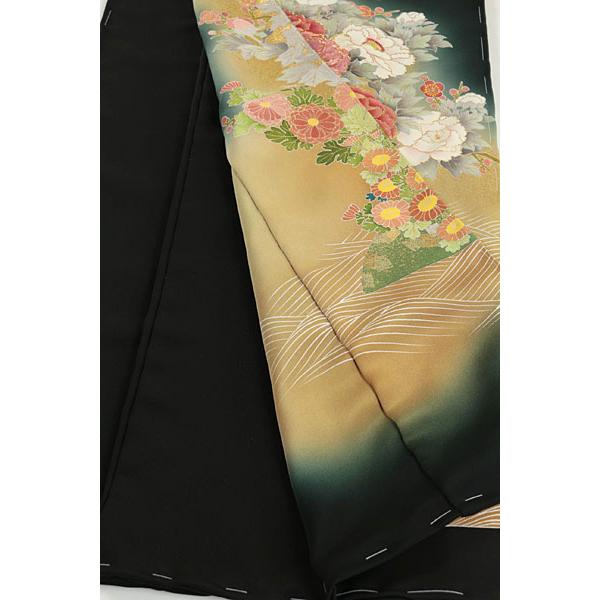 和遊館 即決eha3075 京友禅作家 松井青々 大塚生地使用 豪華 手描き 黒 