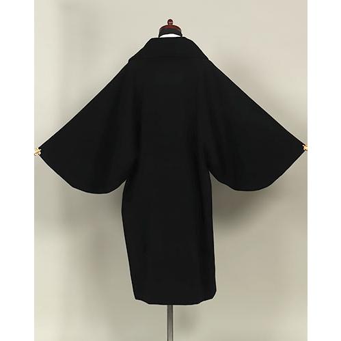 和遊館 即決eha3312 カシミヤ混 ロール衿 和装用 高級 ロングコート 黒