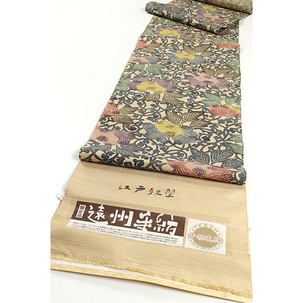 和遊館 即決ona4191 限定品 江戸紅型 遠州手紡 真綿 タッサーシルク 九 