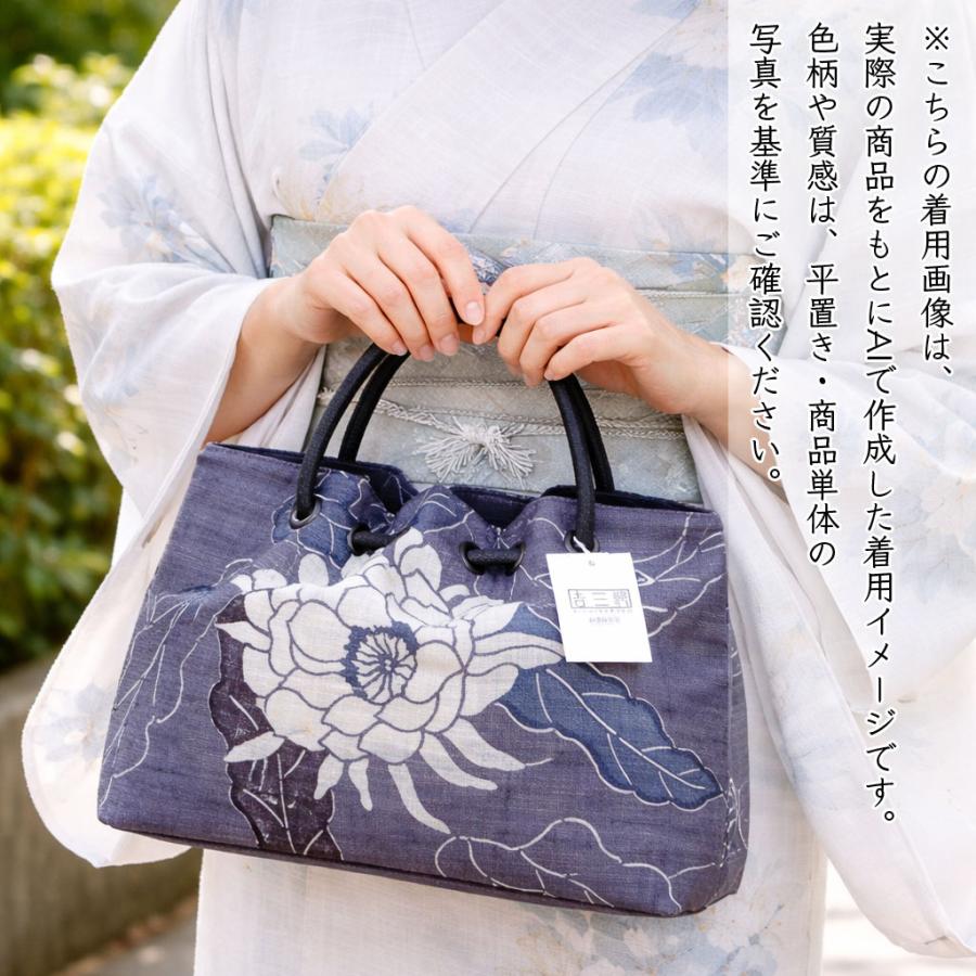 和遊館 即決sa3432 栗山吉三郎 和染紅型 大麻バッグ｜使いやすさと華やかさを兼ね備えた一品 A4対応 日本製 月下美人の画像