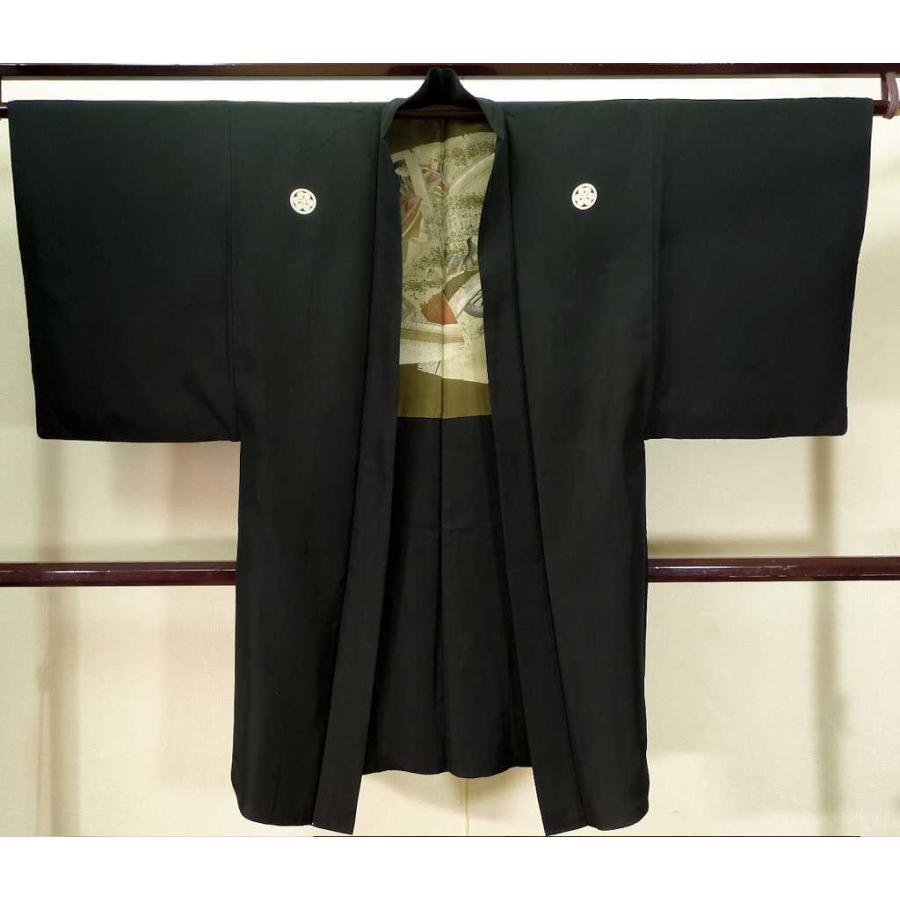 人気絶頂 着物 羽織 男性用 和服 シルク 正絹 黒 リサイクル J12e 超激安 Kamatcatering Ae Kamat Ae