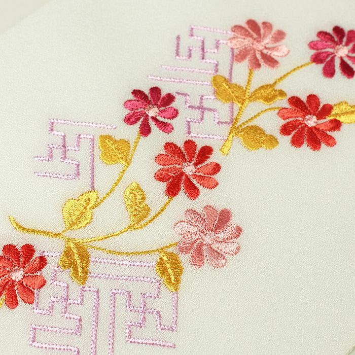 半衿 丹後 刺繍 花柄 かわいい 半襟 ポリエステル 送料無料 