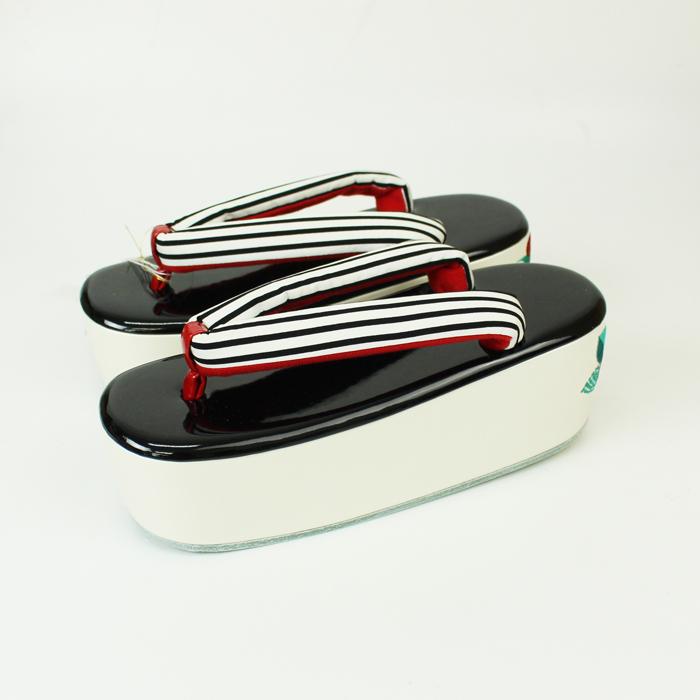 椿厚底草履 がまぐちバッグセット 黒白赤フリーサイズ 振袖 成人