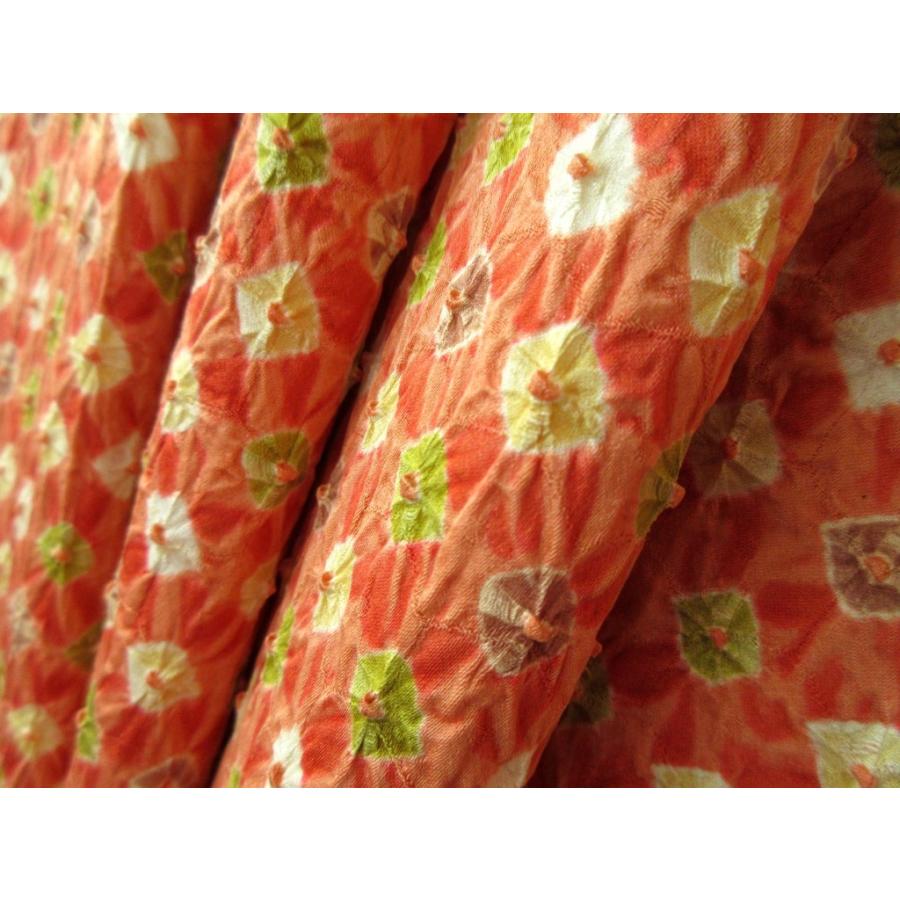 未使用に近い　　絞り　ポップ　正絹　小紋　リサイクル　サーモンピンク　ドット　水玉　お正月 パーティー お茶会  会食  普段着 レトロ アンティーク |  | 18