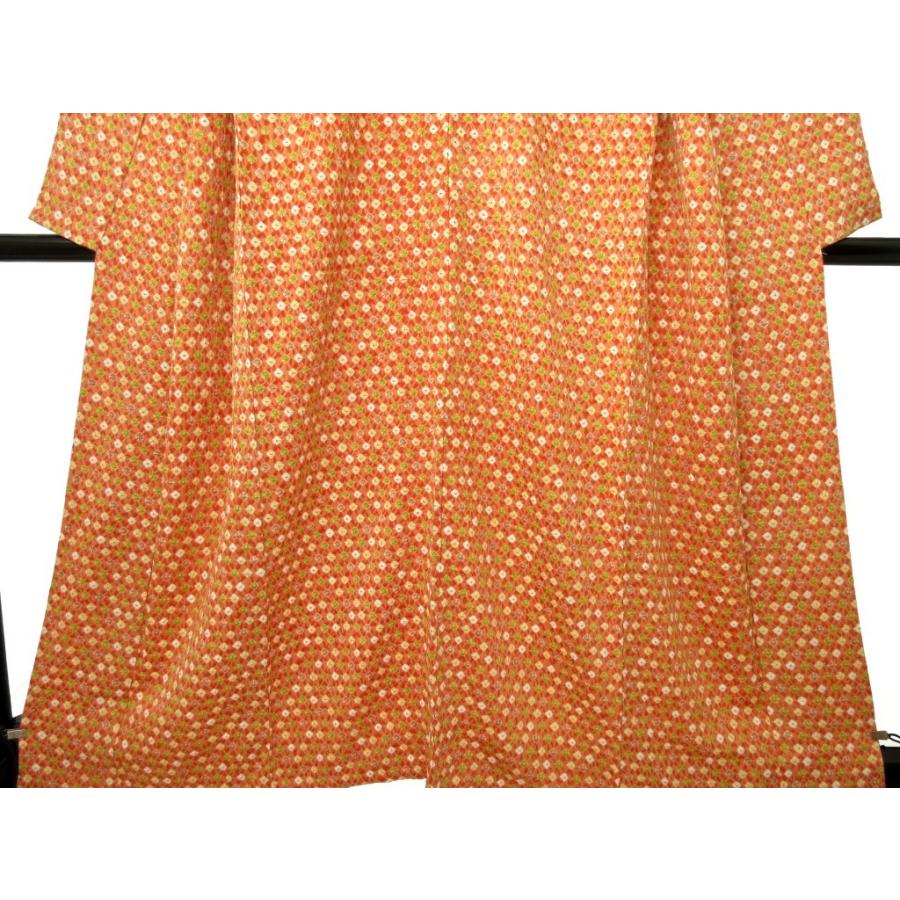 未使用に近い　　絞り　ポップ　正絹　小紋　リサイクル　サーモンピンク　ドット　水玉　お正月 パーティー お茶会  会食  普段着 レトロ アンティーク |  | 02