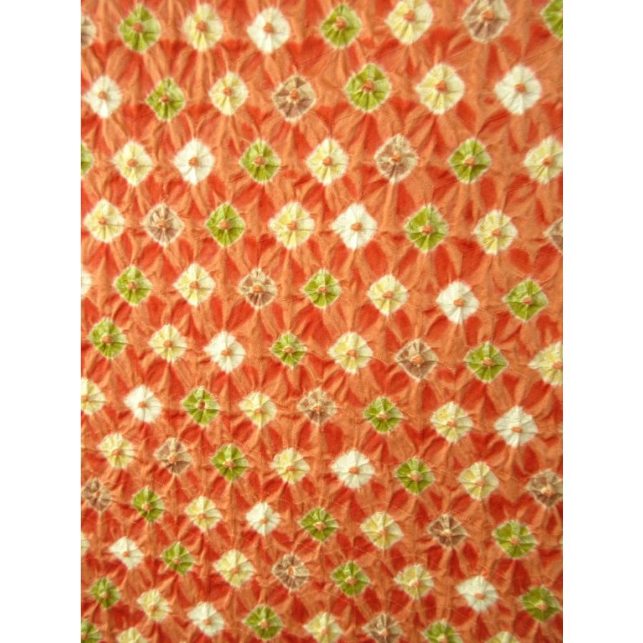 未使用に近い　　絞り　ポップ　正絹　小紋　リサイクル　サーモンピンク　ドット　水玉　お正月 パーティー お茶会  会食  普段着 レトロ アンティーク |  | 05