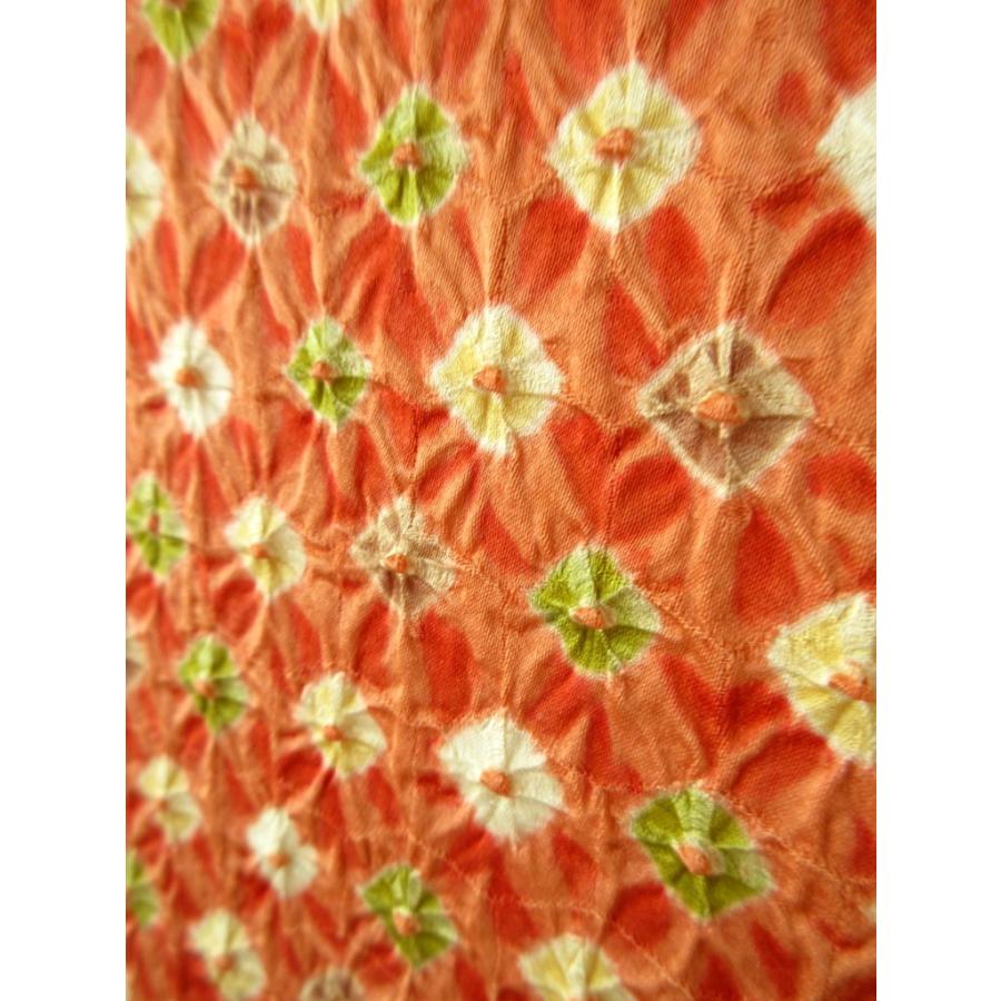 未使用に近い　　絞り　ポップ　正絹　小紋　リサイクル　サーモンピンク　ドット　水玉　お正月 パーティー お茶会  会食  普段着 レトロ アンティーク |  | 06