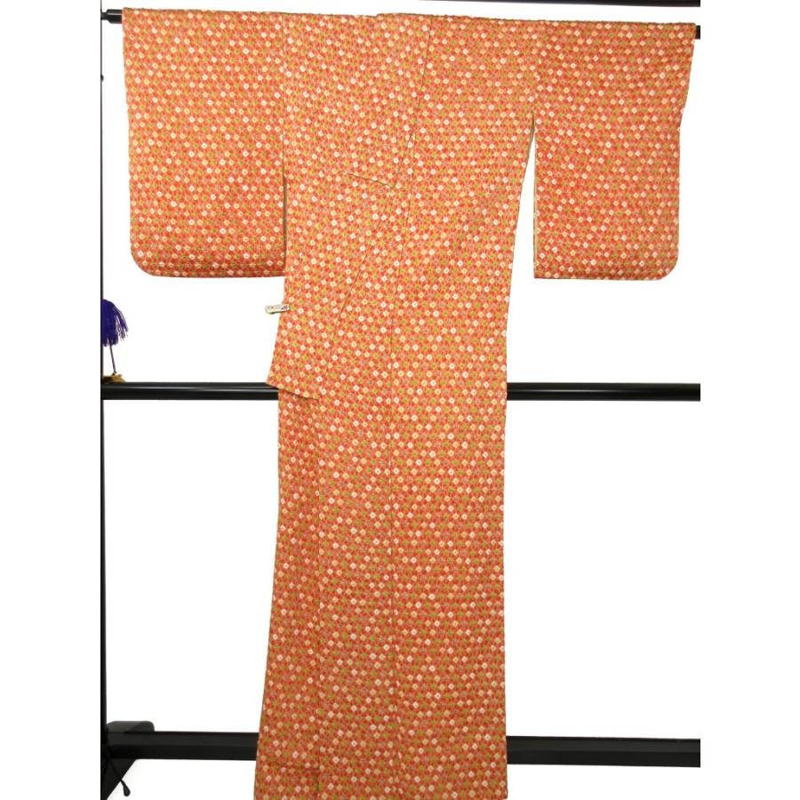 未使用に近い　　絞り　ポップ　正絹　小紋　リサイクル　サーモンピンク　ドット　水玉　お正月 パーティー お茶会  会食  普段着 レトロ アンティーク |  | 09