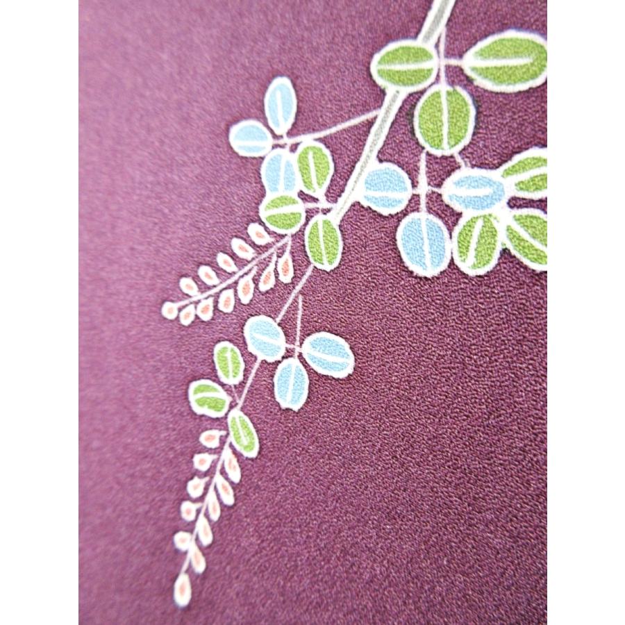 リサイクル 紫 訪問着 萩柄 正絹 難なし 染め分け 桑の実色 スコッチ