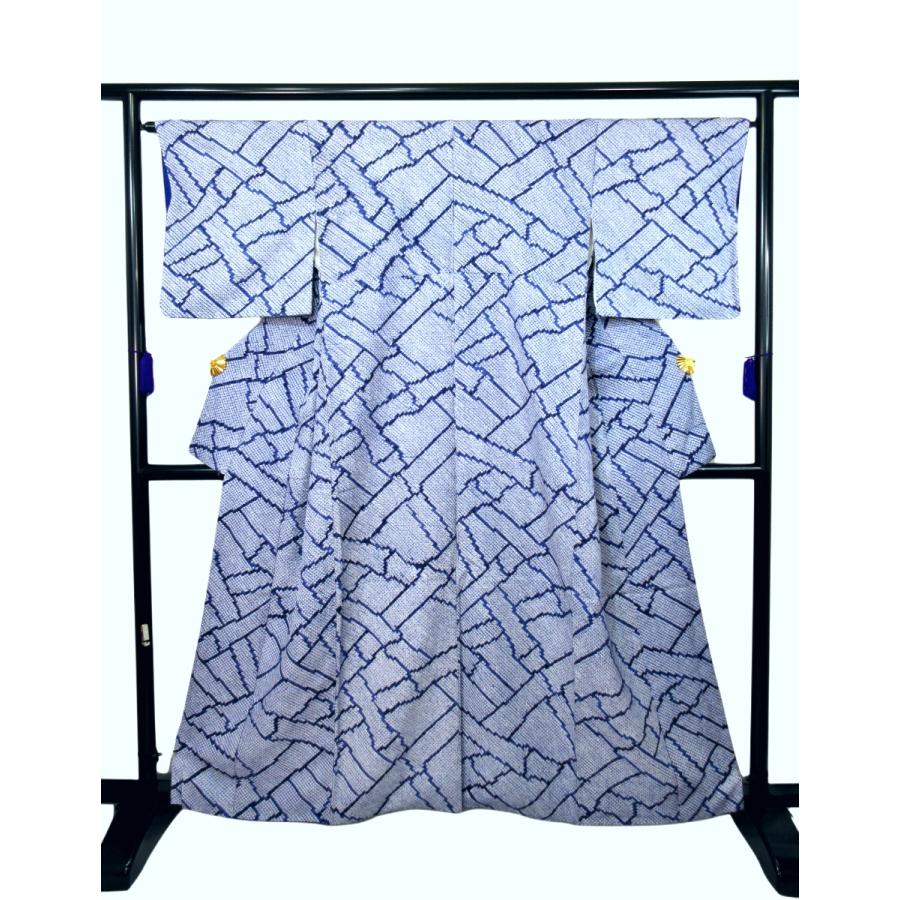 正絹 総絞り 竹柄 青 紺 豪華 贅沢 リサイクル 付け下げ 小紋 古典柄 結婚式二次会 お茶会 観劇 レストランでの食事 会食 お洒落着 | 