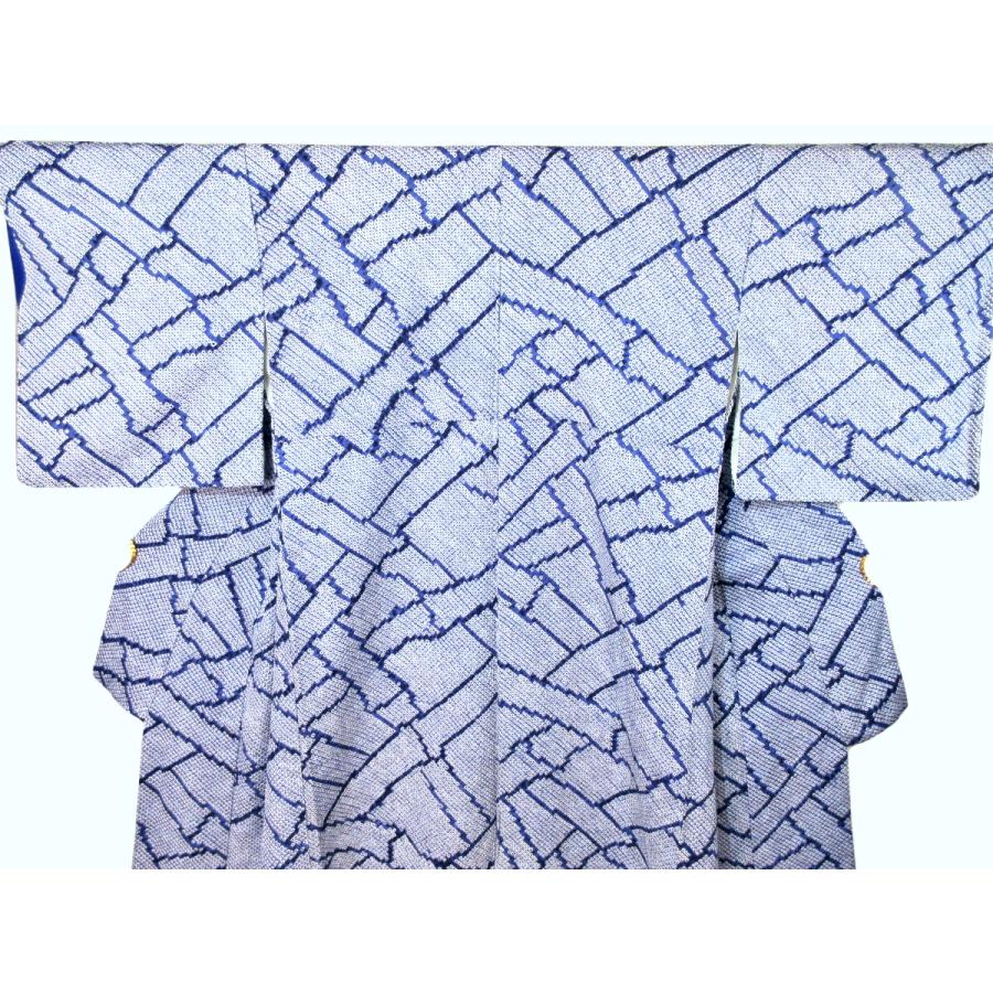 正絹 総絞り 竹柄 青 紺 豪華 贅沢 リサイクル 付け下げ 小紋 古典柄 結婚式二次会 お茶会 観劇 レストランでの食事 会食 お洒落着 |  | 01