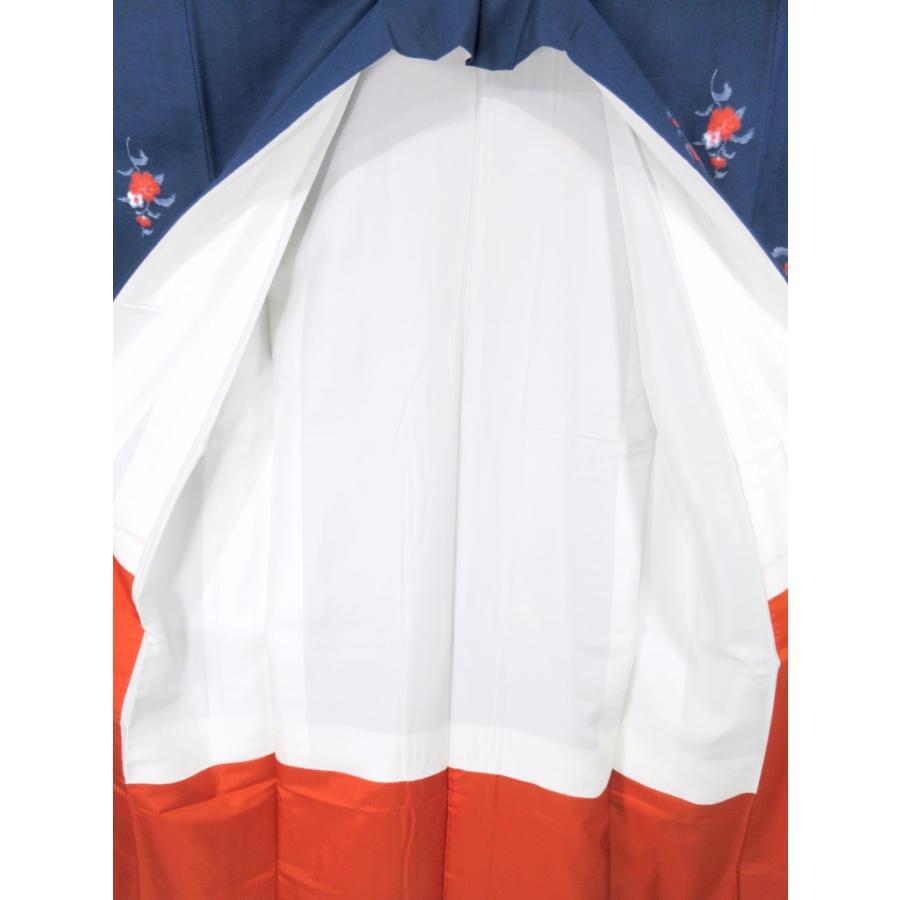 未使用　美品　シルク混 リサイクル　紬　紺色　青　絣　絣の着物　普段着　洒落着物　格安　花柄 |  | 13