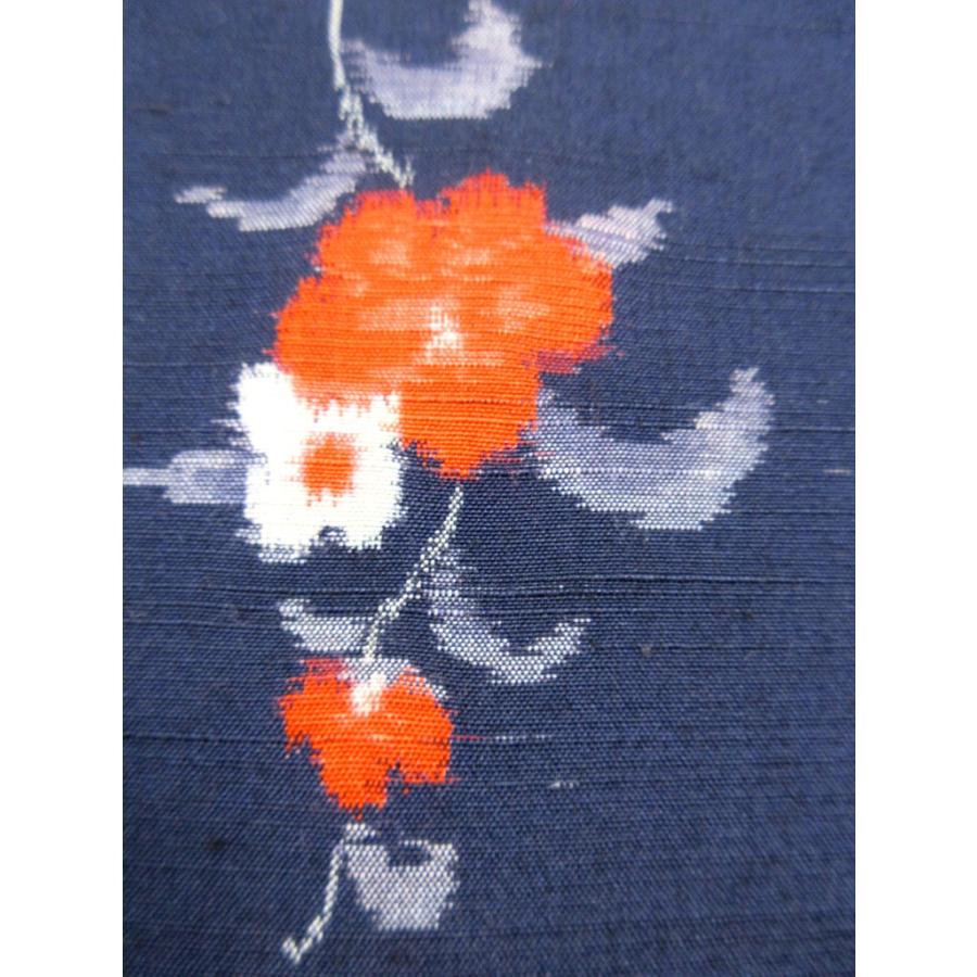 未使用　美品　シルク混 リサイクル　紬　紺色　青　絣　絣の着物　普段着　洒落着物　格安　花柄 |  | 16