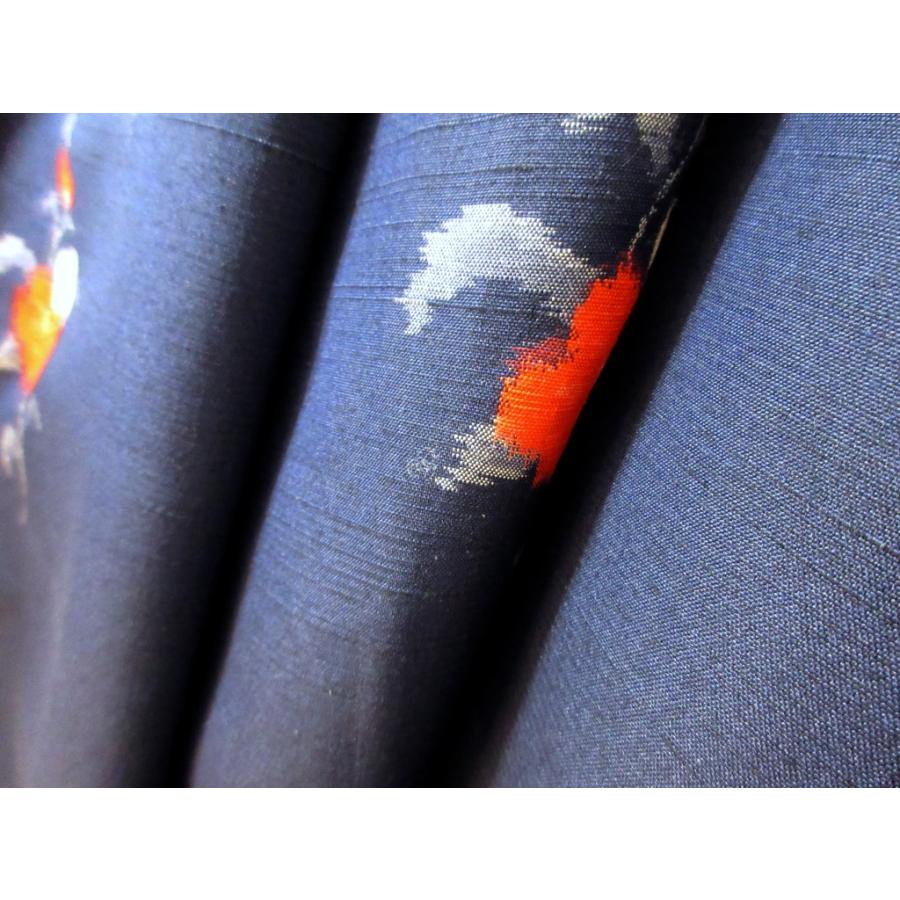 未使用　美品　シルク混 リサイクル　紬　紺色　青　絣　絣の着物　普段着　洒落着物　格安　花柄 |  | 17