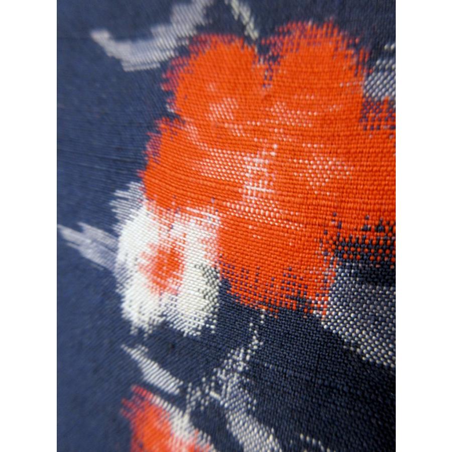 未使用　美品　シルク混 リサイクル　紬　紺色　青　絣　絣の着物　普段着　洒落着物　格安　花柄 |  | 06